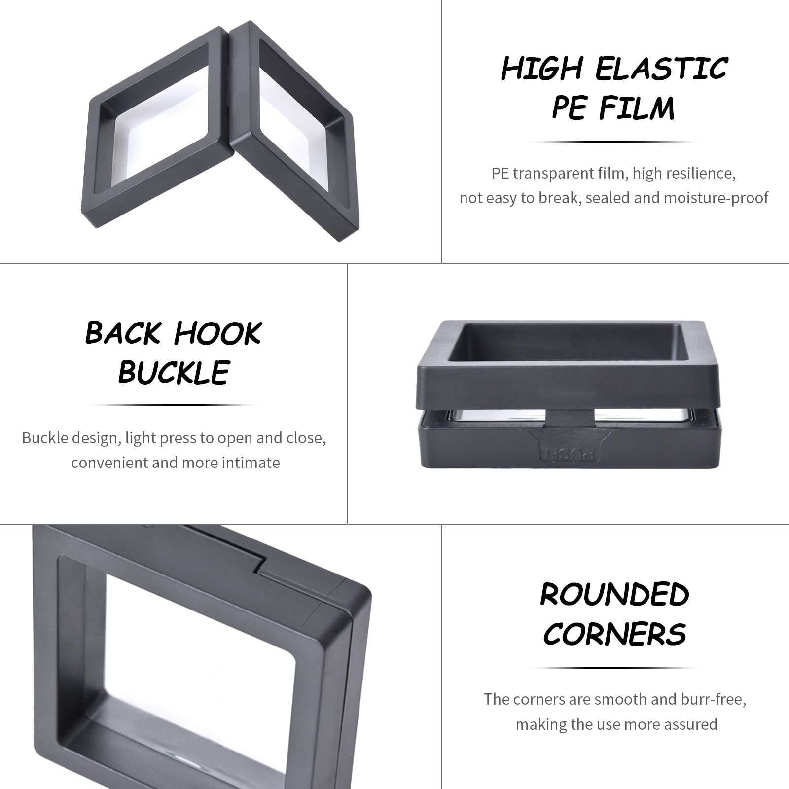 10 Sets of Jewelry Display Cases with 3D Floating Design and Thin Film for Rings Necklaces Bracelets Earrings