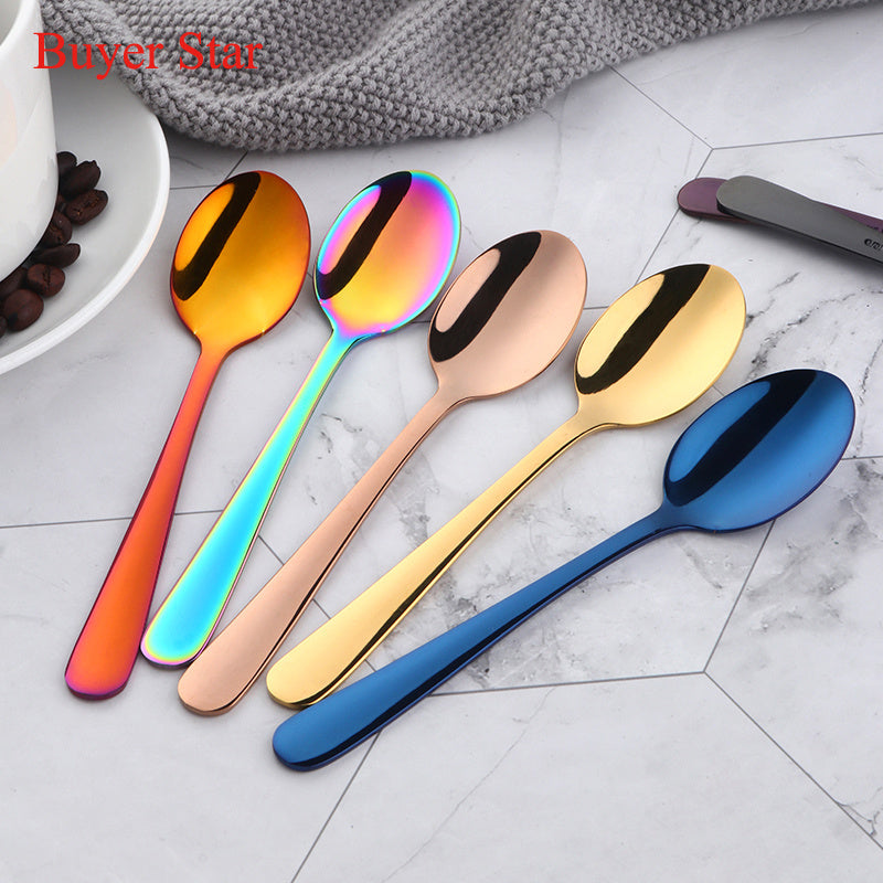 Colorful Mini Tea Spoon Stainless Steel Rose Gold Silver Elegant Dining Partyware