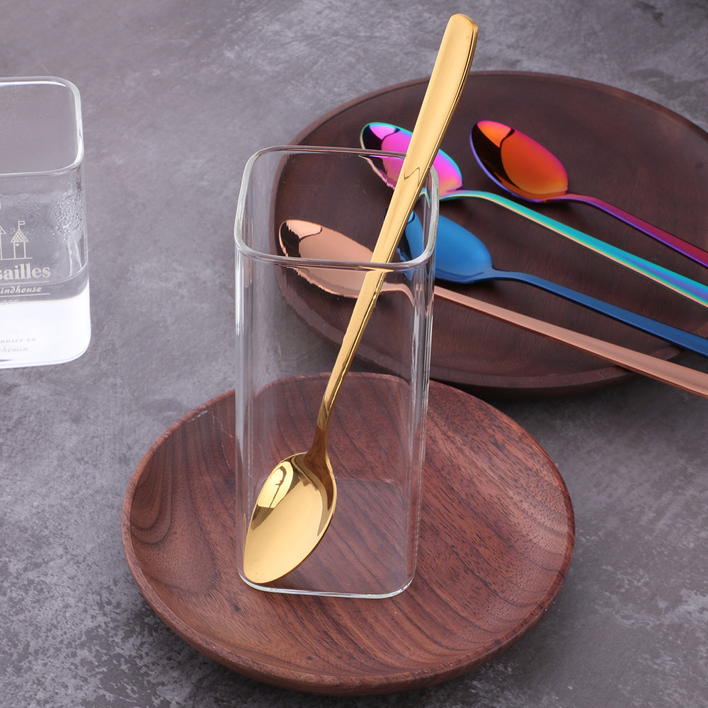 Long Handle Rainbow Ice Cream Spoon Stainless Steel Stirring and Mixing Tool