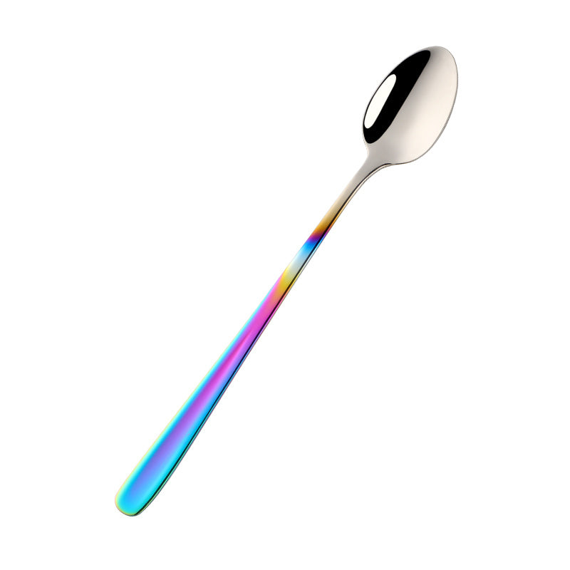 Long Handle Rainbow Ice Cream Spoon Stainless Steel Stirring and Mixing Tool