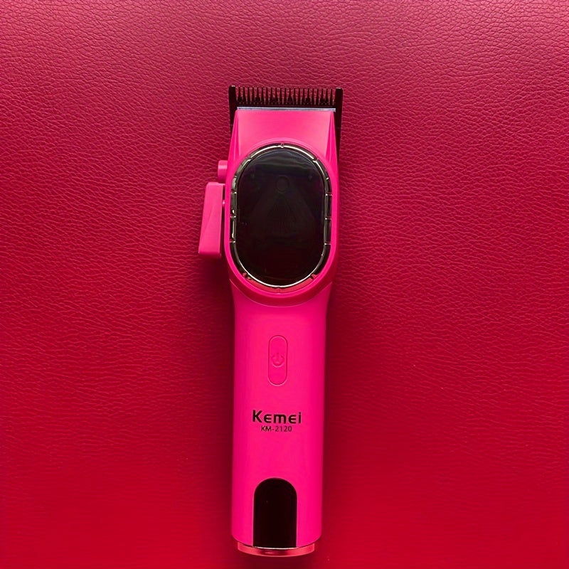 KEMEI Pink Hair Clipper DLC Blade bilan - Erkaklar uchun kuchli elektr trimmer, uzoq batareya muddati, USB bilan zaryadlash mumkin, LED displey, taroq, qaychi va tozalash asboblari bilan birga, zamonaviy dizayn uchun
