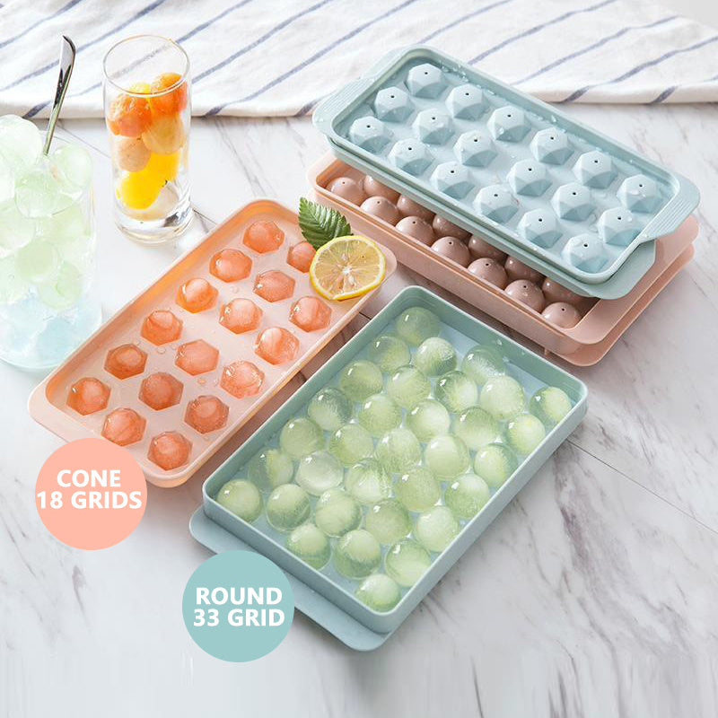 Home Kitchen Ice Cube Tray With Lid Reusable Ice Mold For Refrigerator