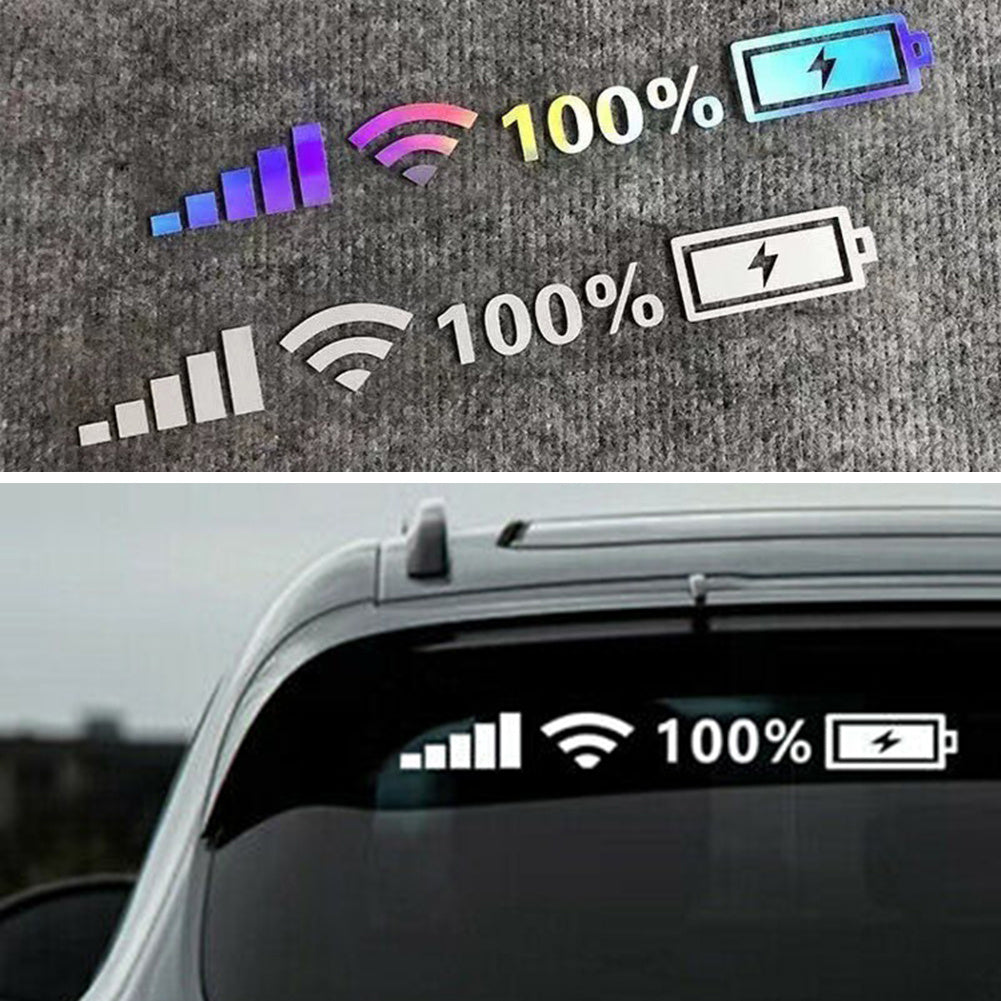 Car Reflective Wifi Battery Level Stickers Colorful Waterproof Decals