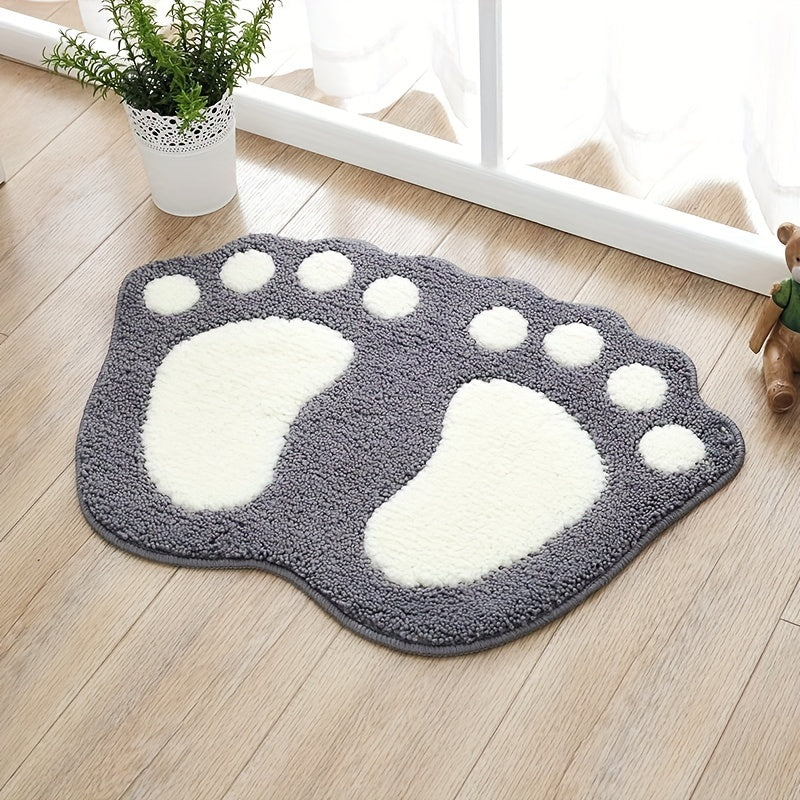 Paw Print Bathroom Floor Mat Absorbent Non-Slip Kitchen Rug for Bathroom Bedroom