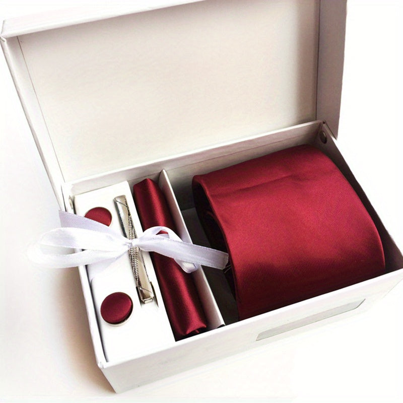 Caja de regalo para hombres con corbatas, pañuelos de bolsillo, gemelos y clips para corbatas