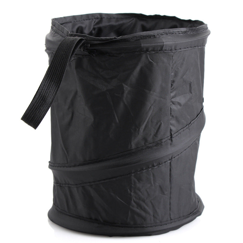Cubo de basura para coche negro, bolsa de basura a prueba de fugas con bolsillo lateral para coches