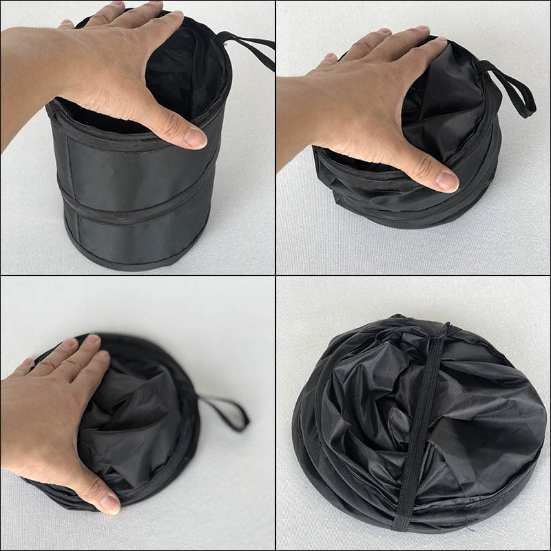Cubo de basura para coche negro, bolsa de basura a prueba de fugas con bolsillo lateral para coches