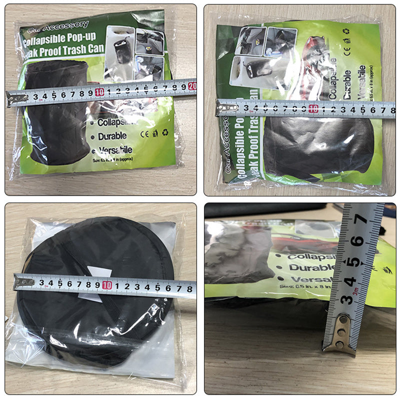 Cubo de basura para coche negro, bolsa de basura a prueba de fugas con bolsillo lateral para coches