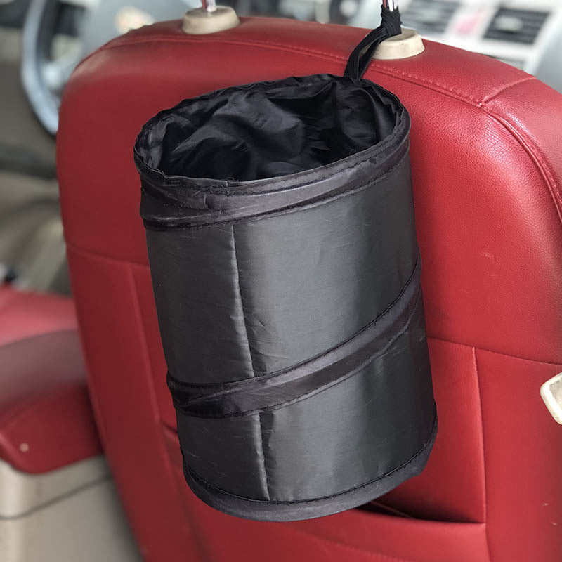 Cubo de basura para coche negro, bolsa de basura a prueba de fugas con bolsillo lateral para coches