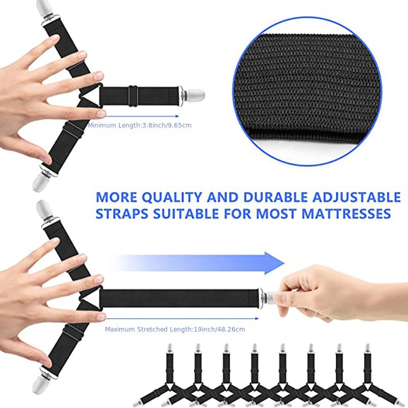 Set of 4 Adjustable Triangle Bed Sheet Straps for Secure Corner Fit