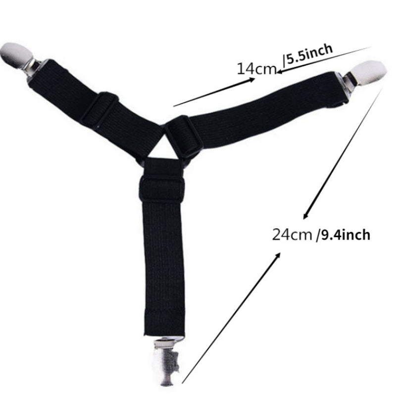 Set of 4 Adjustable Triangle Bed Sheet Straps for Secure Corner Fit