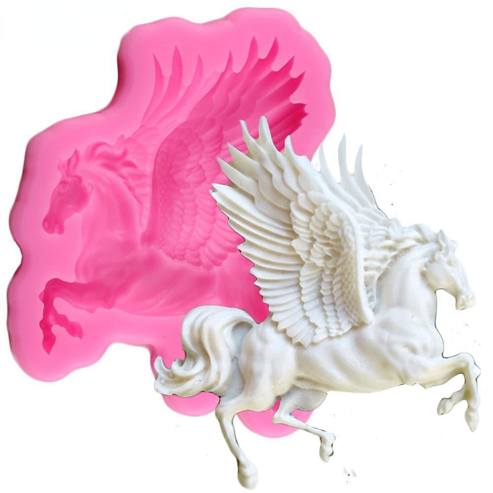 Molde de silicona para hacer formas de caballo pegasus en 3D para chocolates, caramelos y decoraciones de pasteles