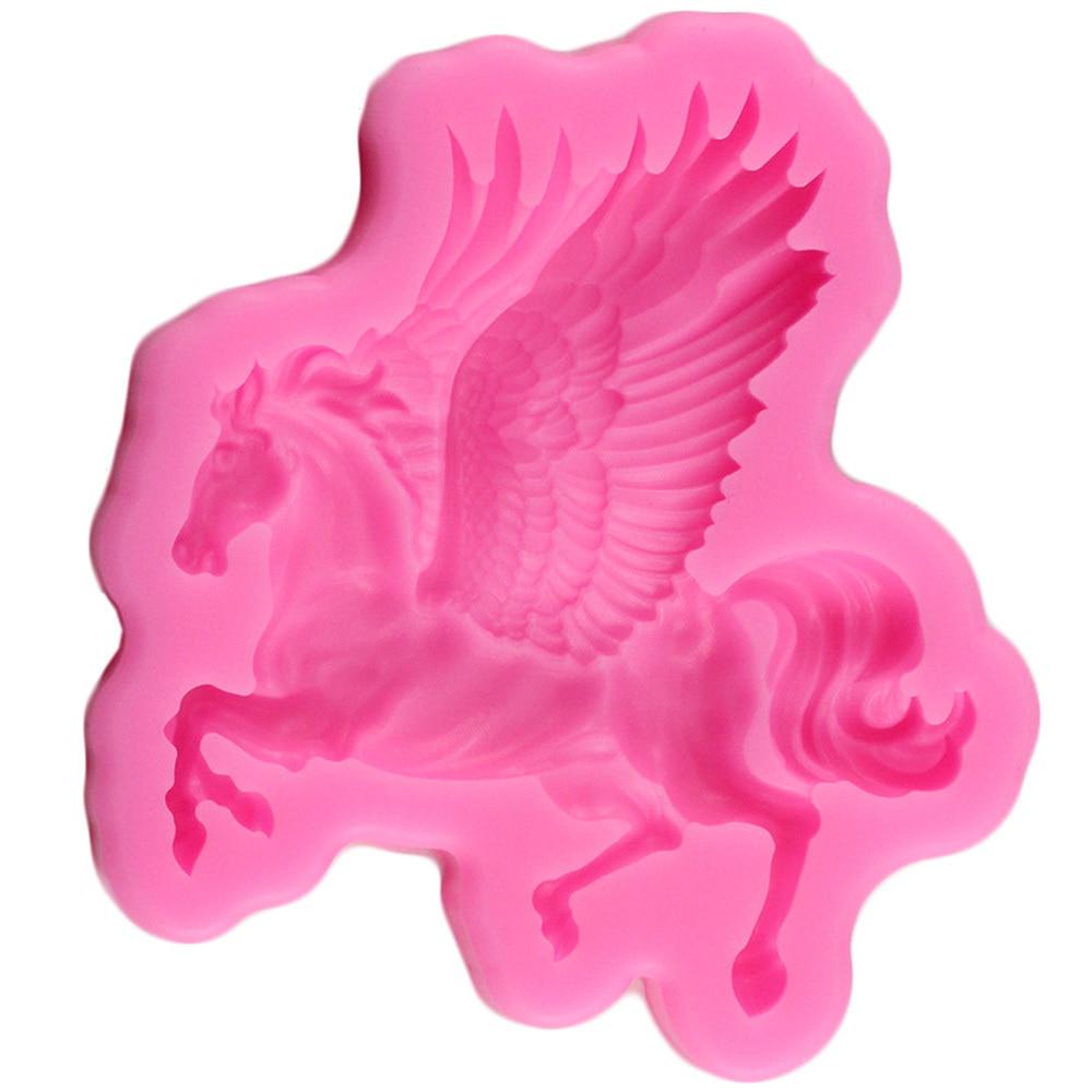 Molde de silicona para hacer formas de caballo pegasus en 3D para chocolates, caramelos y decoraciones de pasteles