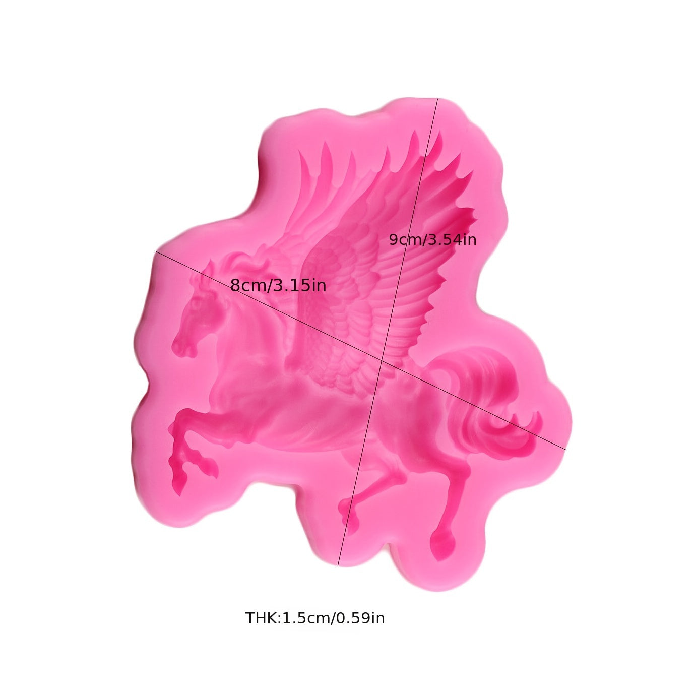 Molde de silicona para hacer formas de caballo pegasus en 3D para chocolates, caramelos y decoraciones de pasteles