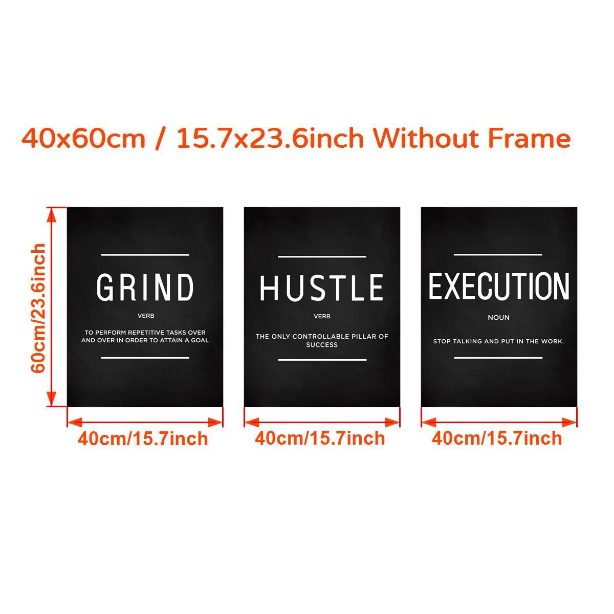 Set of 3 Motivational Canvas Wall Art Quotes for Home Office and Living Room Decor