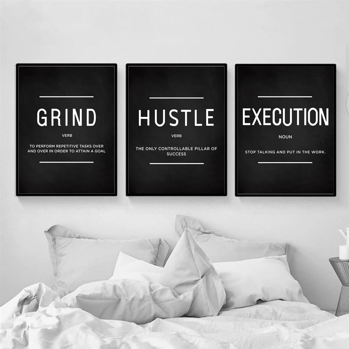Set of 3 Motivational Canvas Wall Art Quotes for Home Office and Living Room Decor
