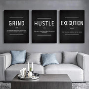 Set of 3 Motivational Canvas Wall Art Quotes for Home Office and Living Room Decor