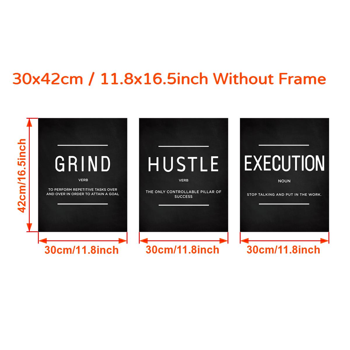 Set of 3 Motivational Canvas Wall Art Quotes for Home Office and Living Room Decor