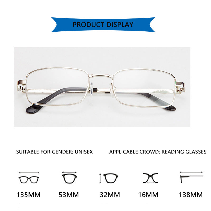 Square Full Frame Reading Glasses for Presbyopia Anti-Scratch Eyewear