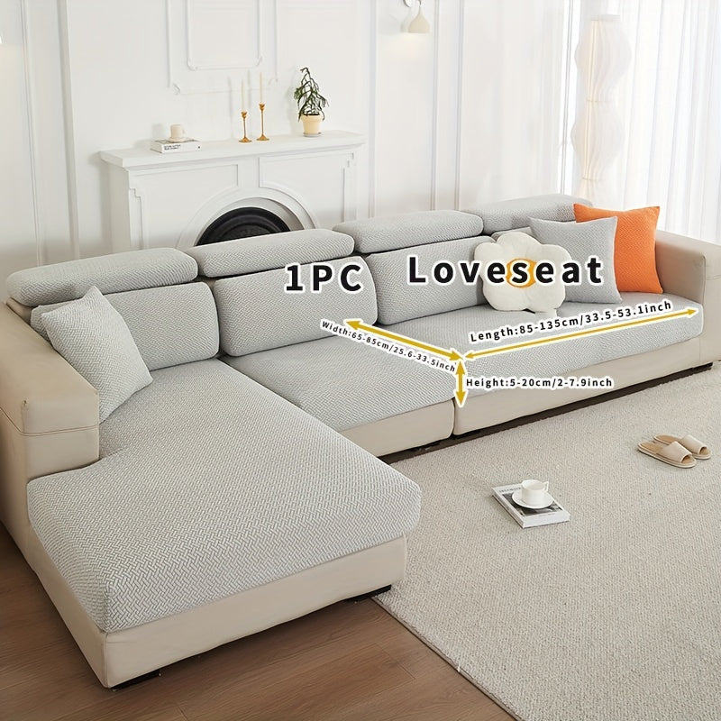 Серый флисовый чехол для дивана, подходящий для всех сезонов, эластичный и защитный для домашнего использования.