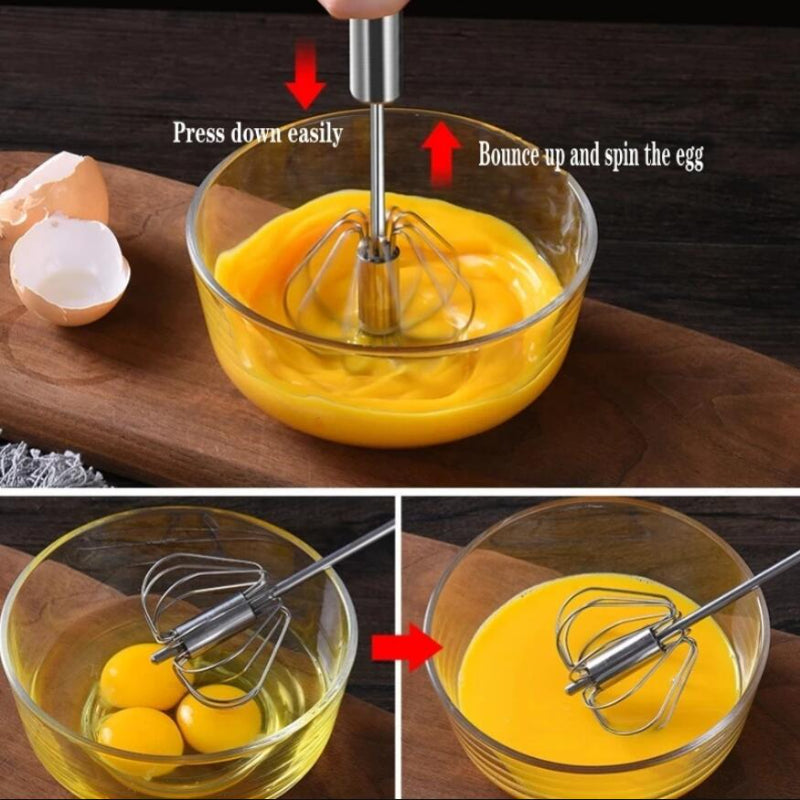 Stainless Steel Egg Beater Manual Whisk Mixer with 11 Speeds for Cream and Baking