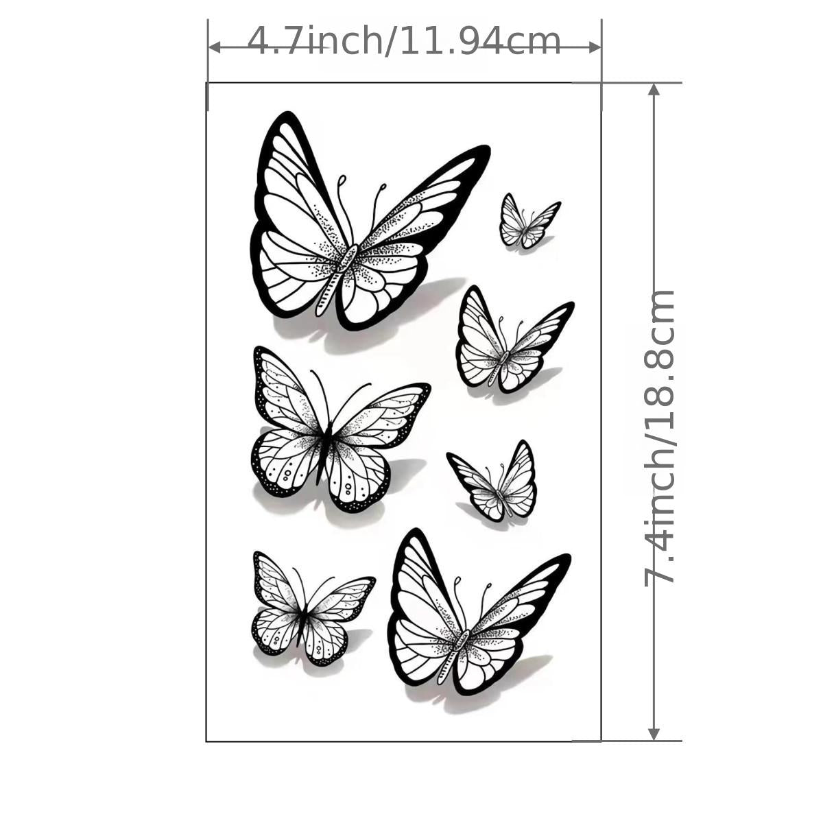 Unisex Waterproof 3D Butterfly Tattoo Sticker - Long-Lasting, Easy to Apply