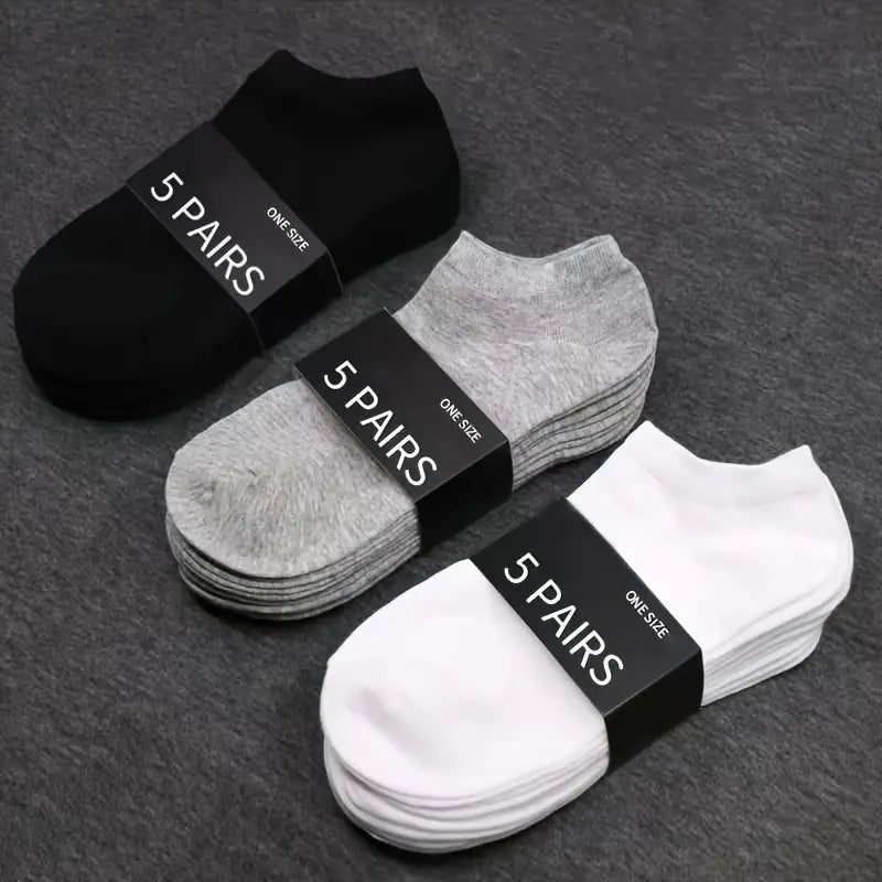 Men Women Ankle Socks Breathable Cotton-Polyester Solid Color Spring Summer Pack of 1 5 10