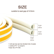 10.06m Rubber Weather Stripping for Doors and Windows Self-Adhesive Insulation Seal Fire Rated 90 Minutes