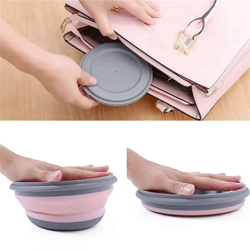 Silicone Folding Bowls Set with Lids for Camping Outdoor Food Water 3 Pack