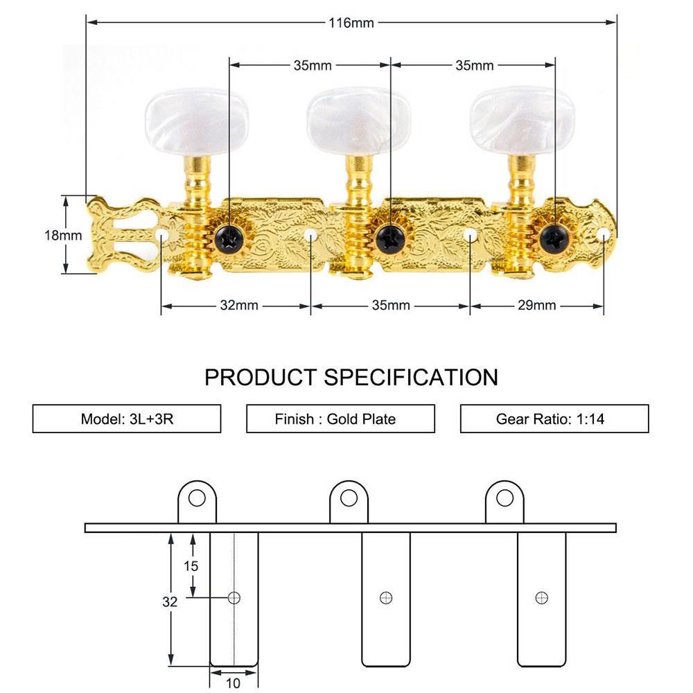 Классические колки для гитары 2 шт. с монтажными винтами и гайками