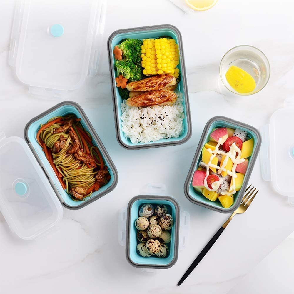 Collapsible Silicone Food Storage Containers BPA-Free Microwave Freezer Safe Kitchen Organization