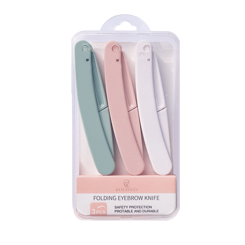 Women Plastic Safe Folding Face Shaver and Eyebrow Trimmer Set