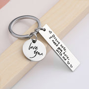 Family Personalized Black Stainless Steel Key Chain for Safe Driving