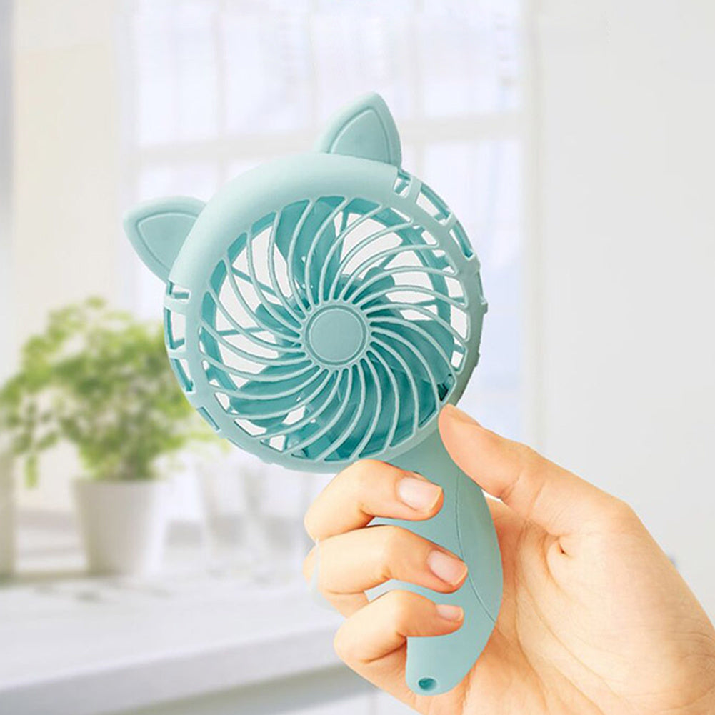 Portable Handheld Fan Personal Cooling Cartoon Design Plastic Compact Lightweight