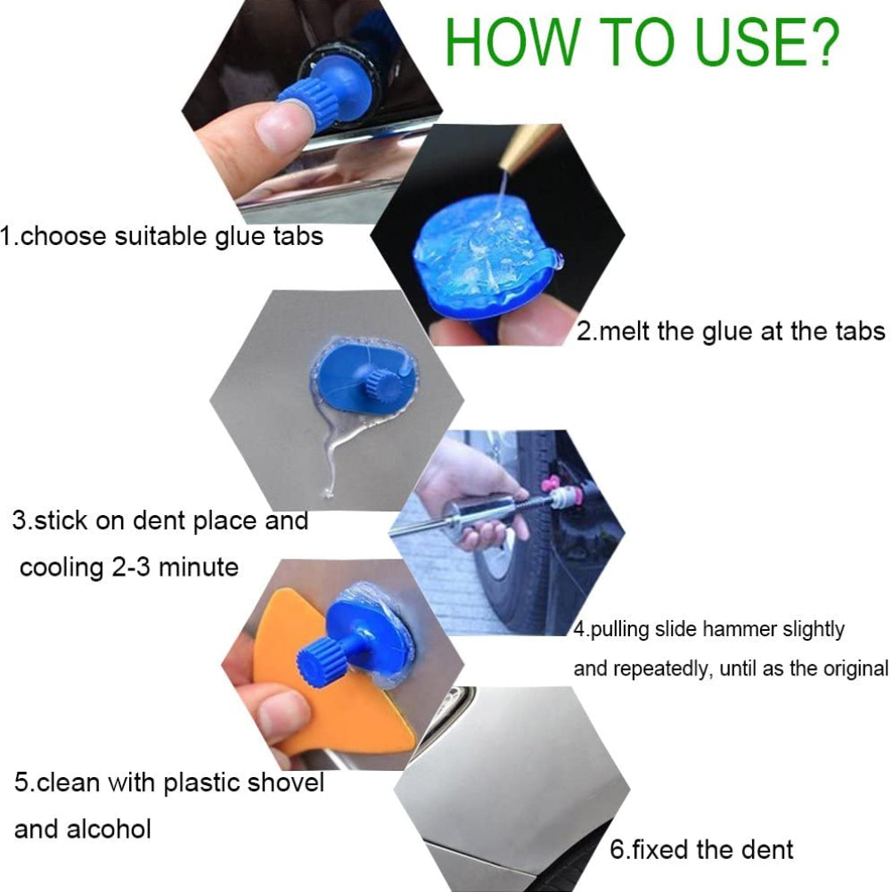 Avtomobil tishiklarini ta'mirlash to'plami, slayd qattiq, suvga yopishgan stakanlar, ko'k yopishtiruvchi plastinkalar