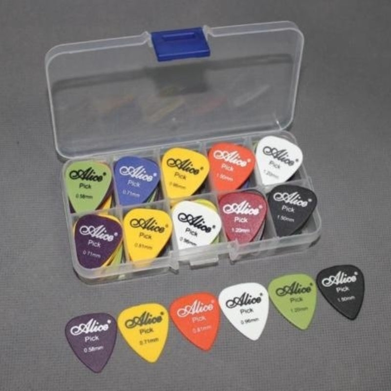Assorted Guitar Picks Set 30 Pieces with Multiple Thicknesses and Colors