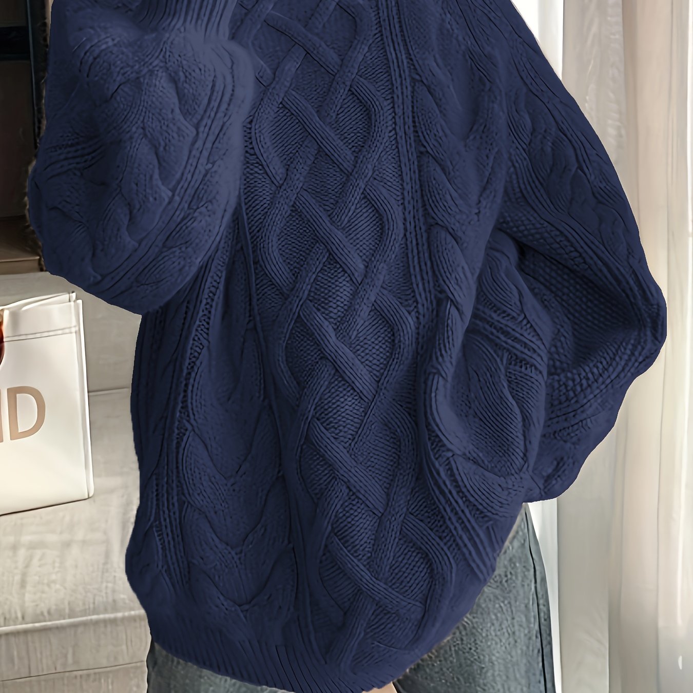 Plus-Size Women's Loose Fitting Knit Sweater Long Sleeve Casual Pullover