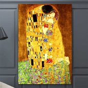 Gustav Klimtning The Kiss canvasi devor san'ati uchun, yashash xonasi uchun bezak, trubkaga o'ralgan