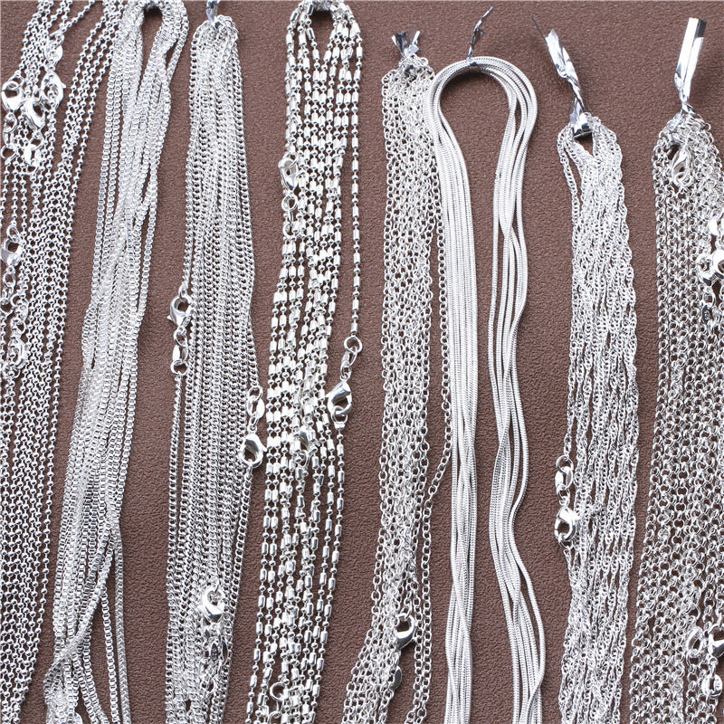 Silver Plated Link Chain Necklace Set for Jewelry Making 16-30 Inch 5 Pieces