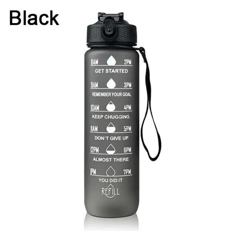 Water Bottle with Time Markers for Hydration, Sports, Gym, Travel, Outdoor