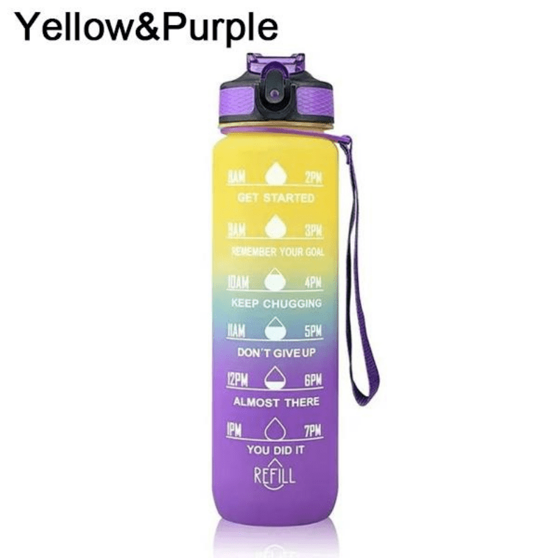 Water Bottle with Time Markers for Hydration, Sports, Gym, Travel, Outdoor