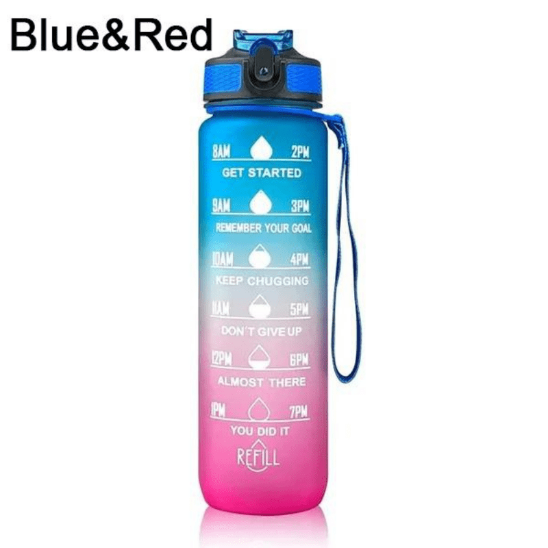 Water Bottle with Time Markers for Hydration, Sports, Gym, Travel, Outdoor