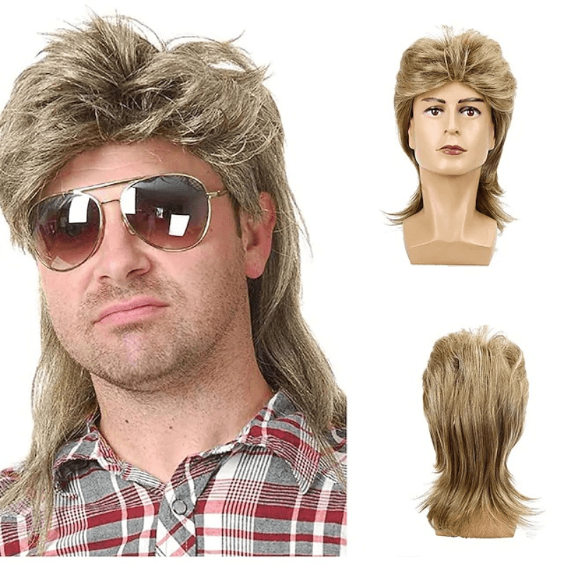 Men's Brown Costume Wig for 70s and 80s Themed Parties Cosplay Accessory