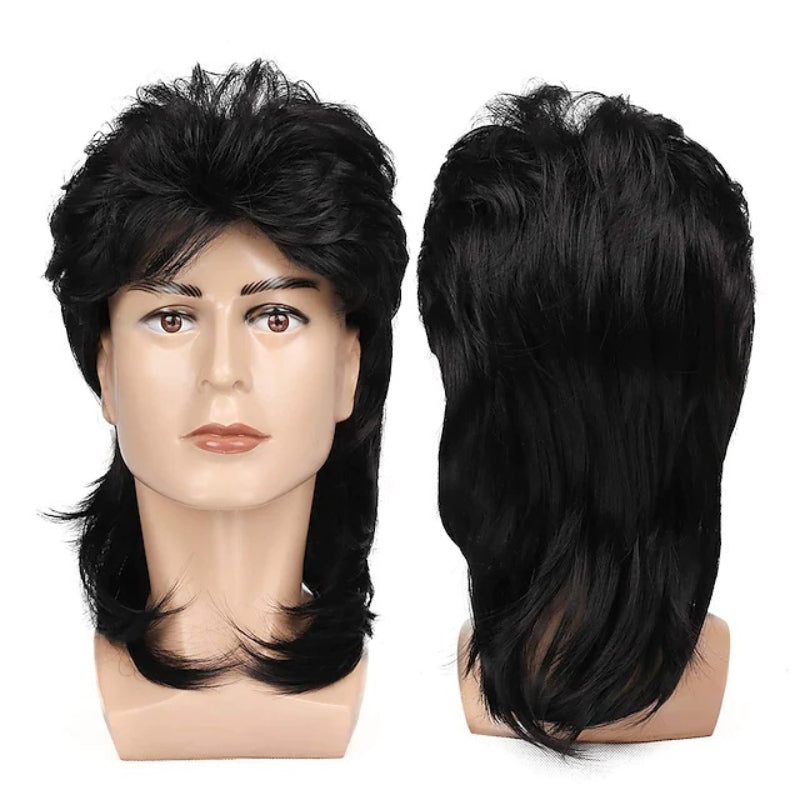 Men's Brown Costume Wig for 70s and 80s Themed Parties Cosplay Accessory