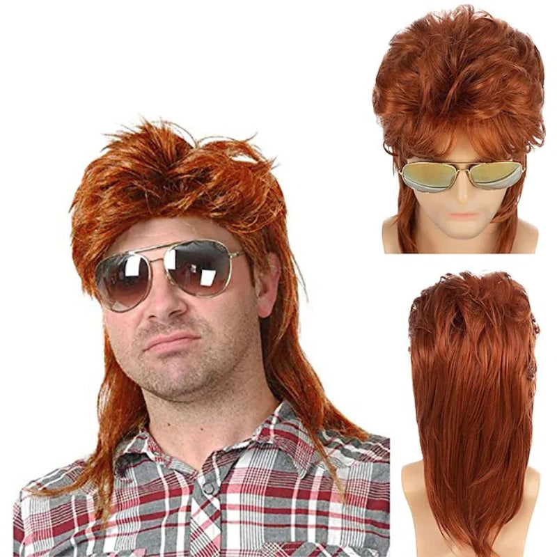 Men's Brown Costume Wig for 70s and 80s Themed Parties Cosplay Accessory
