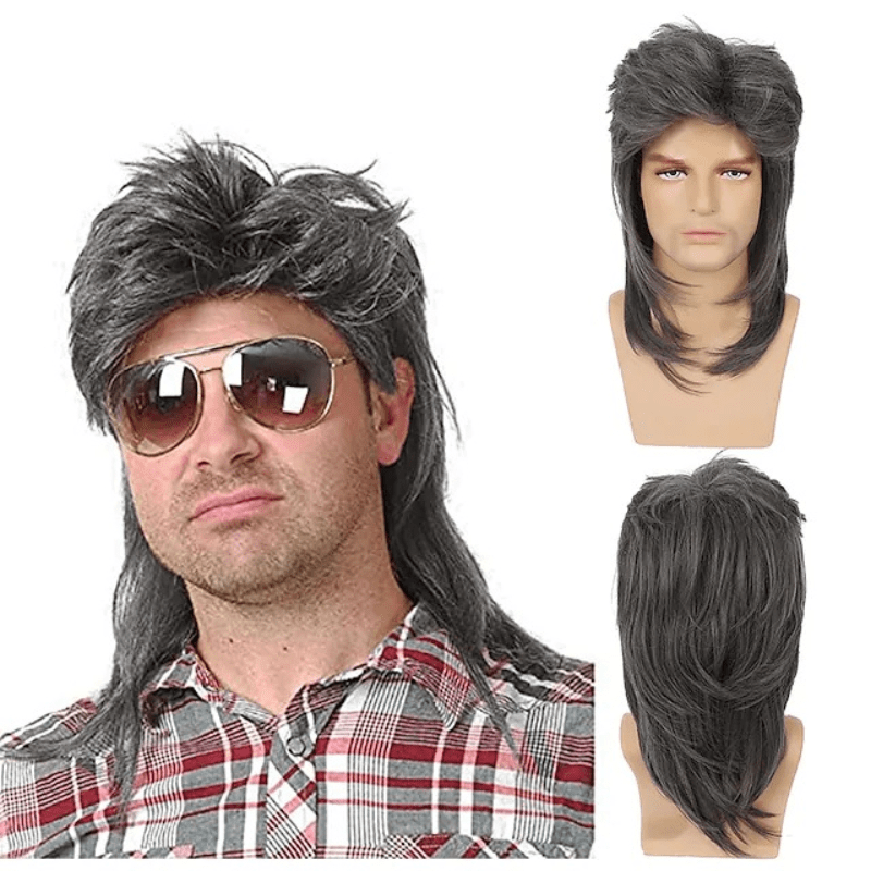 Men's Brown Costume Wig for 70s and 80s Themed Parties Cosplay Accessory