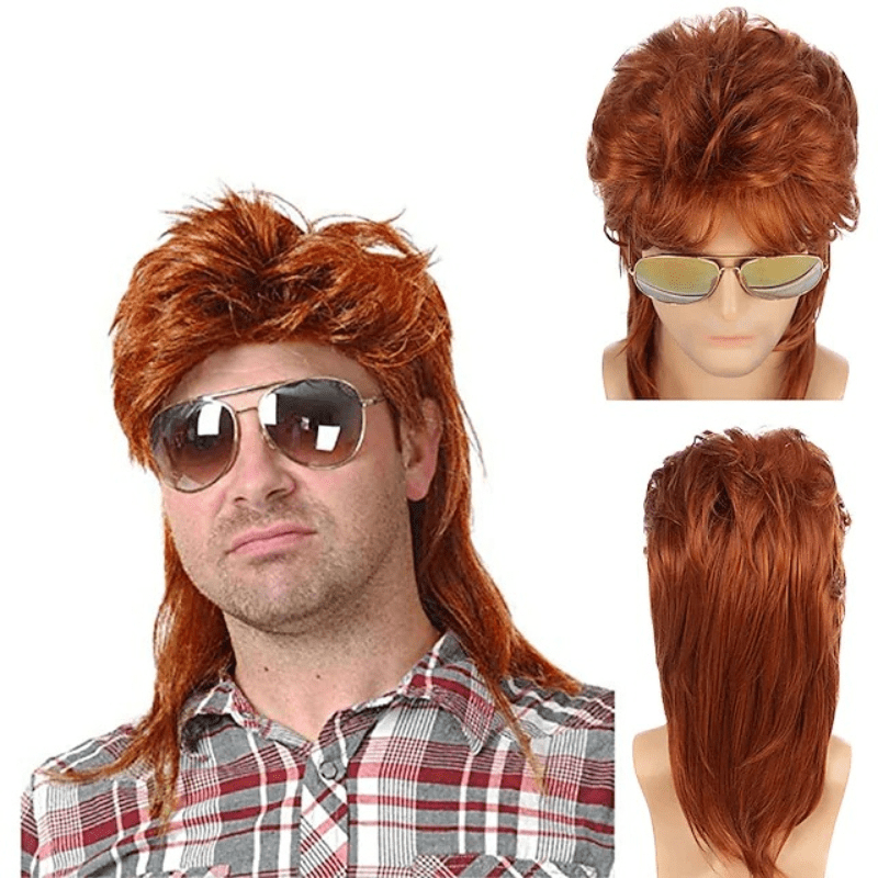 Men's Brown Costume Wig for 70s and 80s Themed Parties Cosplay Accessory