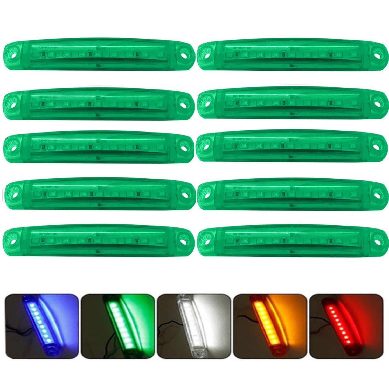 10 dona LED yon tomon belgilovchi chiroqlar, mustahkam PC, ko'p rangli, yuk mashinalari va RVlar uchun