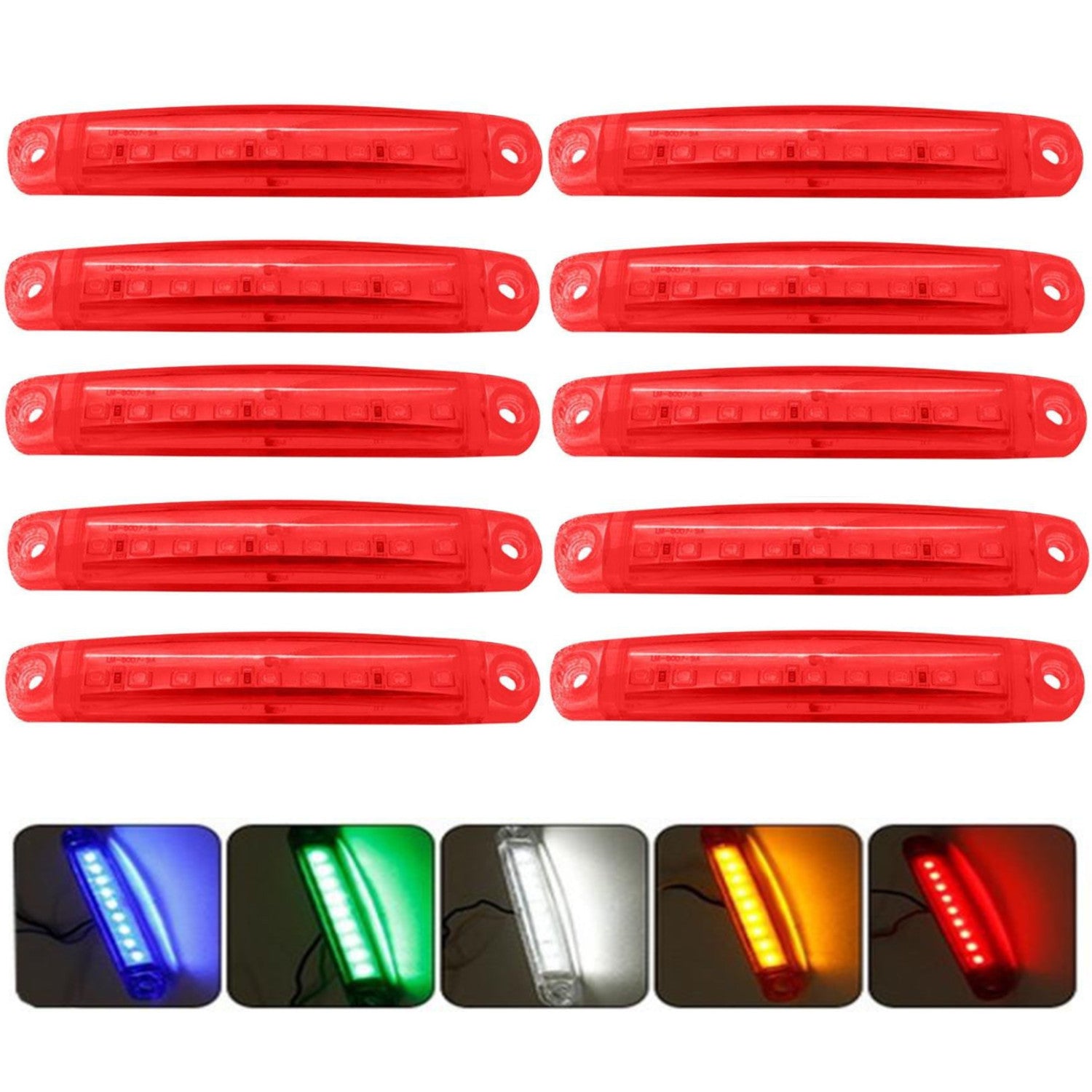 10 dona LED yon tomon belgilovchi chiroqlar, mustahkam PC, ko'p rangli, yuk mashinalari va RVlar uchun