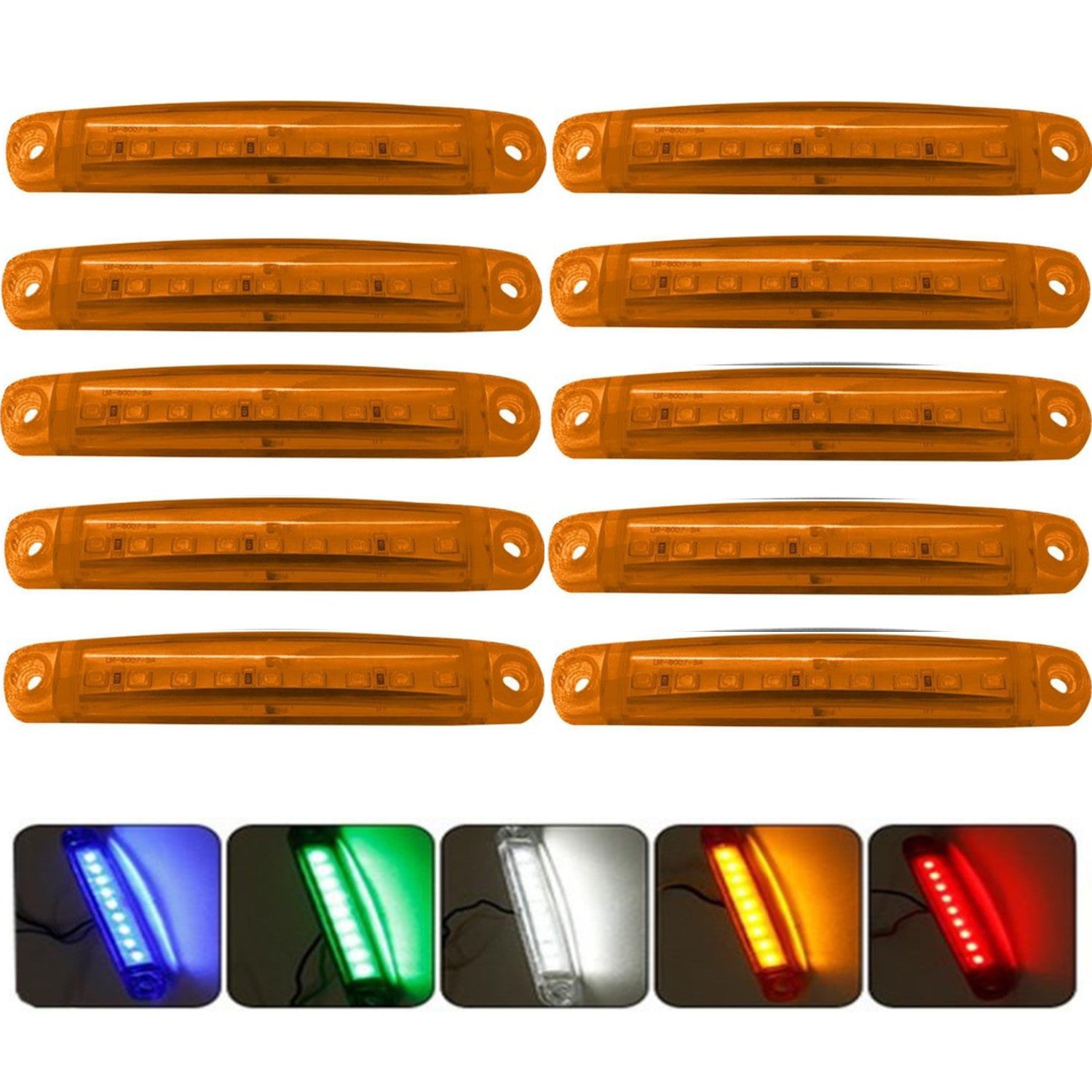 10 dona LED yon tomon belgilovchi chiroqlar, mustahkam PC, ko'p rangli, yuk mashinalari va RVlar uchun